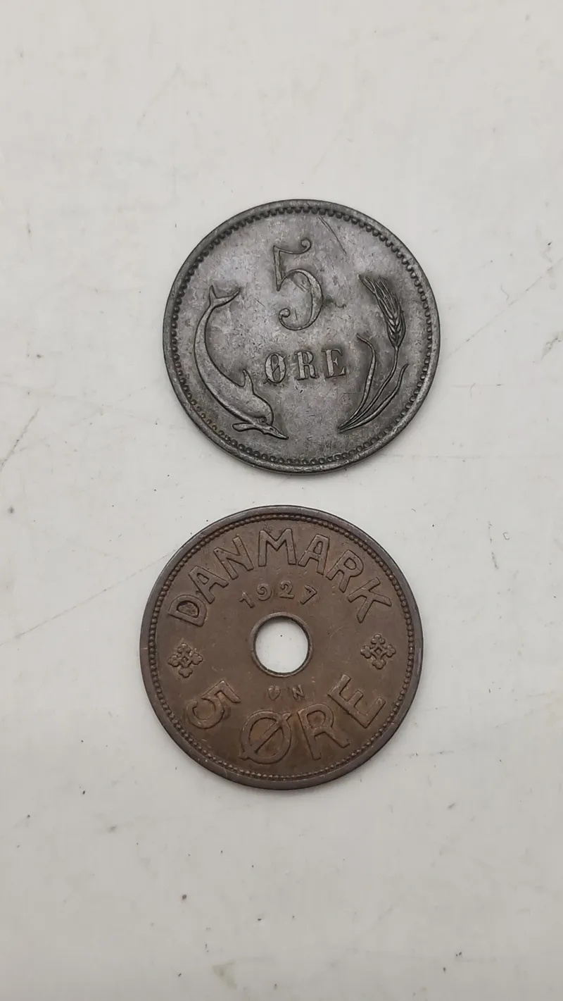 Danish 5 Øre Coins, 1927 and 1898