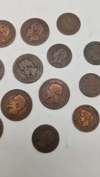 Collection of 19th Century European Bronze Coins, Napoleon III & Vittorio Emanuele