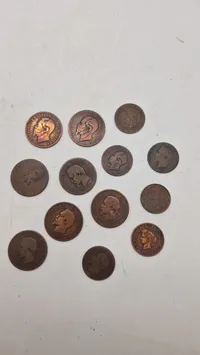 Collection of 19th Century European Bronze Coins, Napoleon III & Vittorio Emanuele
