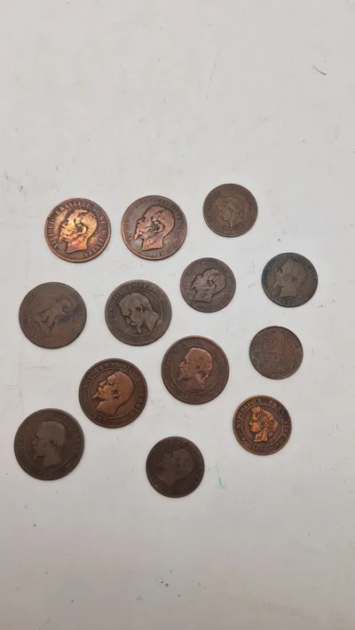 Collection of 19th Century European Bronze Coins, Napoleon III & Vittorio Emanuele