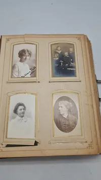 Victorian Leather Photo Album with Silver-Plated Filigree Corners and Shield