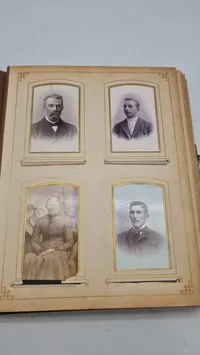 Victorian Leather Photo Album with Silver-Plated Filigree Corners and Shield