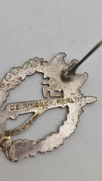 WWII German Silver Infantry Assault Badge (Infanterie-Sturmabzeichen) Postwar 