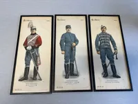 C. L. Seifert Danske uniformer i ramme, 23,5 x 52 cm