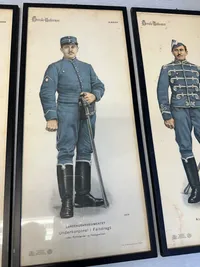 C. L. Seifert Danske uniformer i ramme, 23,5 x 52 cm