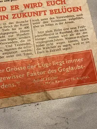Originalt antinazistisk propaganda skrevet på tysk og kastet ned over større tyske byer som Berlin, Hamborg mm.