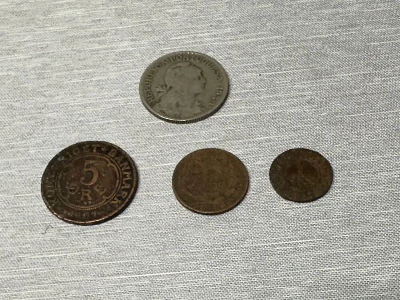Samling mønter, en af sølv