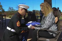 Originalt amerikansk kisteflag Cuffinflag, givet til en veterans efterladte ved begravelsen, og gemt som et patriotisk symbol