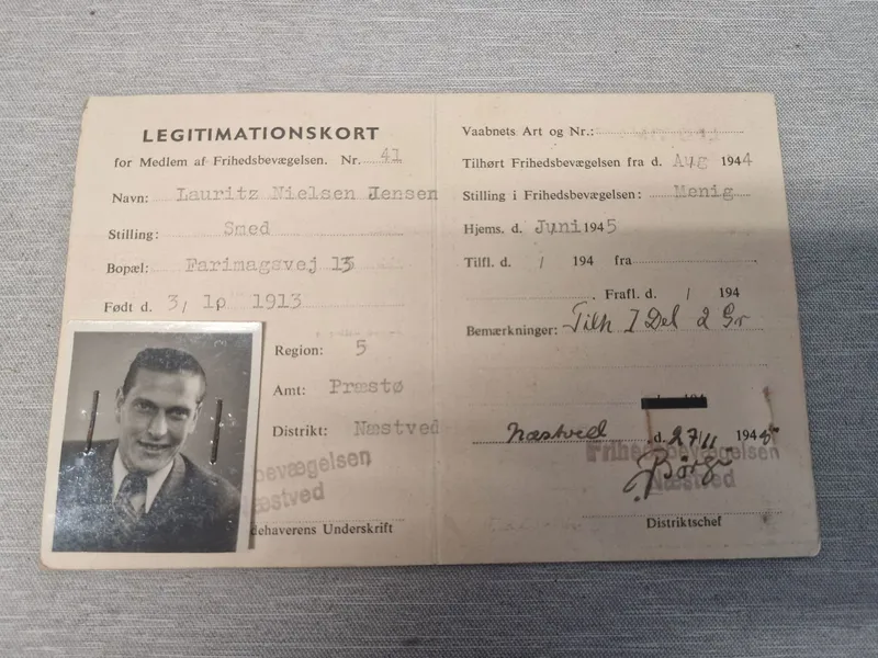 originalt Sjældent  id fra modstandsbevægelsen i Næsted