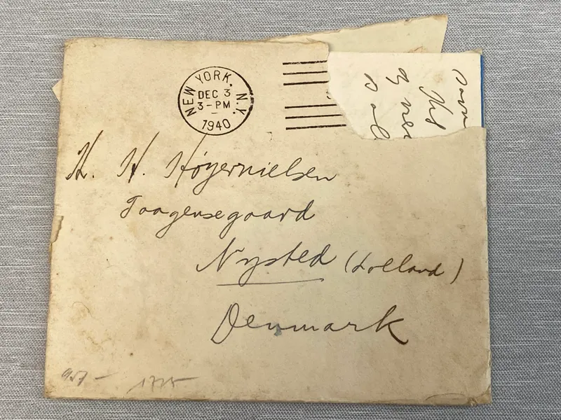 Originalt brev sendt fra USA til dk - med tysk censur læsning