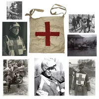Original tysk ww2 førstehjælps taske med  Sanitäter Medical Recognition Identification Vest og armbind