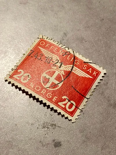 Ekstremt sjældent stemplet frimærke fra det norske National Samling (norske frivillige)