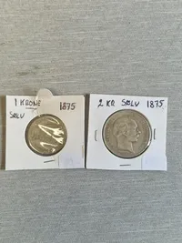 2 originale danske sølvmønter