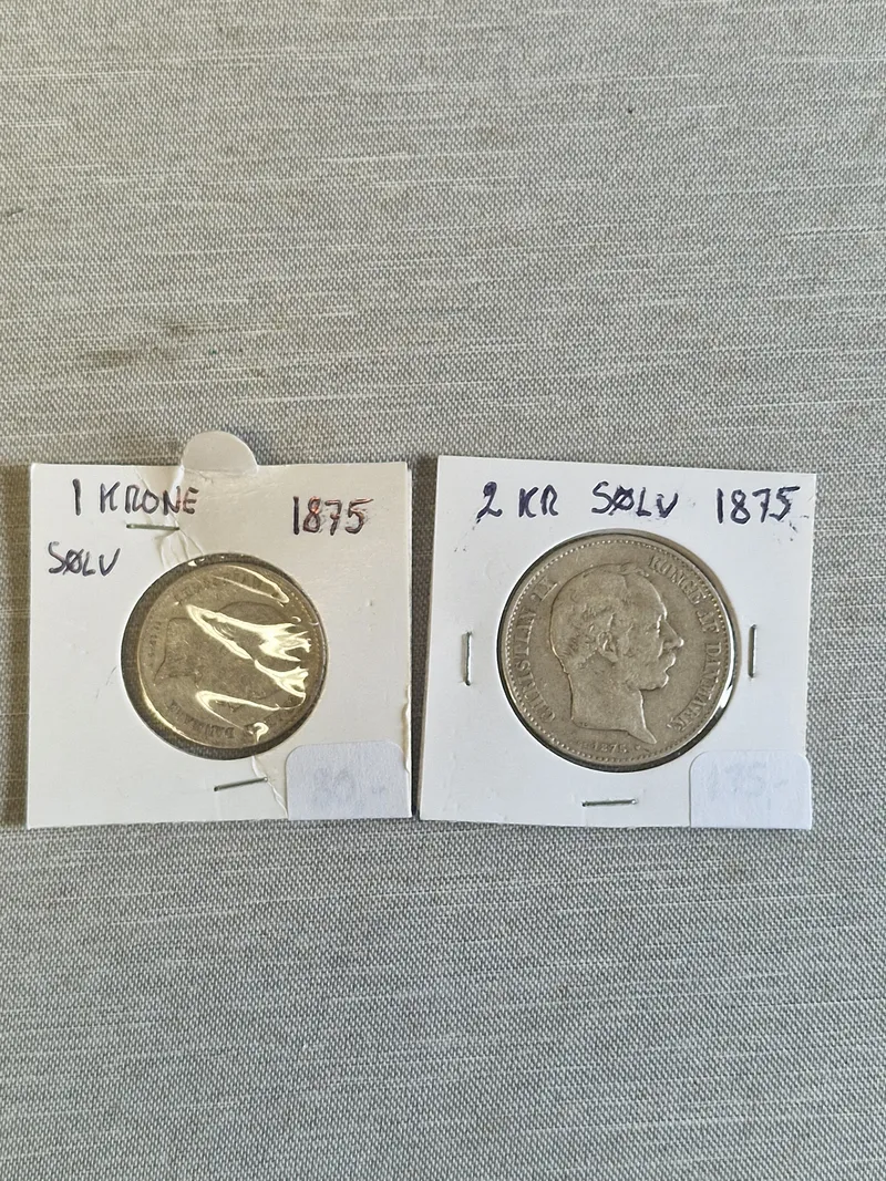 2 originale danske sølvmønter