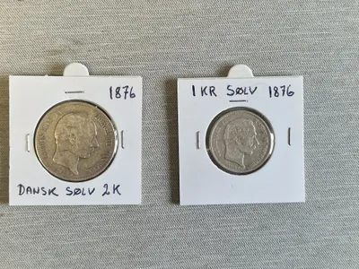 2 originale danske sølvmønter