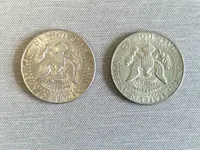 To originale amerikanske half dollars