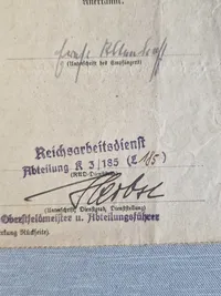 Originalt dokument - Reicharbeitsdienst