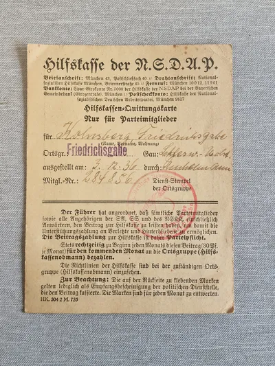 Originalt NSDAP Dokumenet