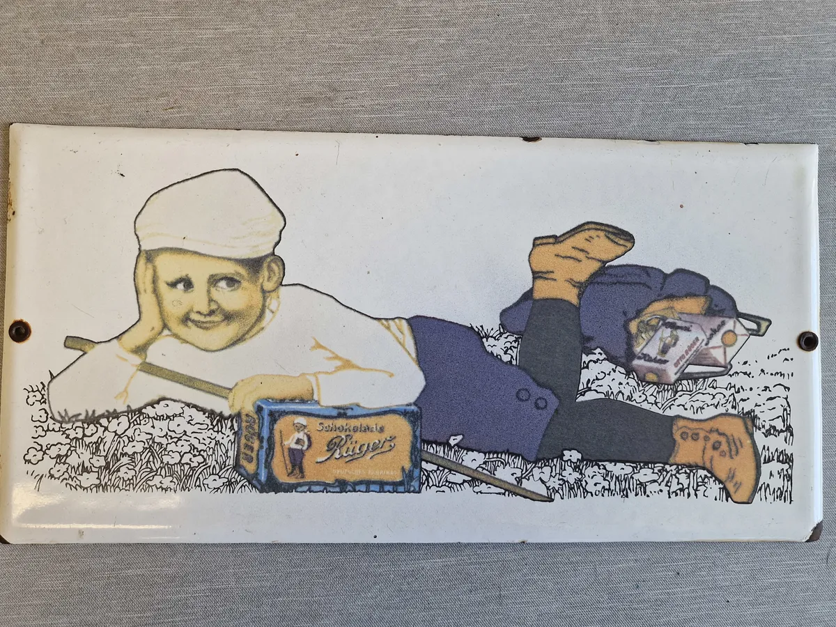 Originalt metalskilt med chokolade reklame