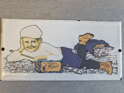 Originalt metalskilt med chokolade reklame