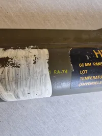 Original M/72 panserværnsraket - affyret og kan derfor ikke skyde
