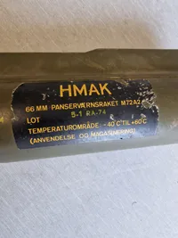 Original M/72 panserværnsraket - affyret og kan derfor ikke skyde