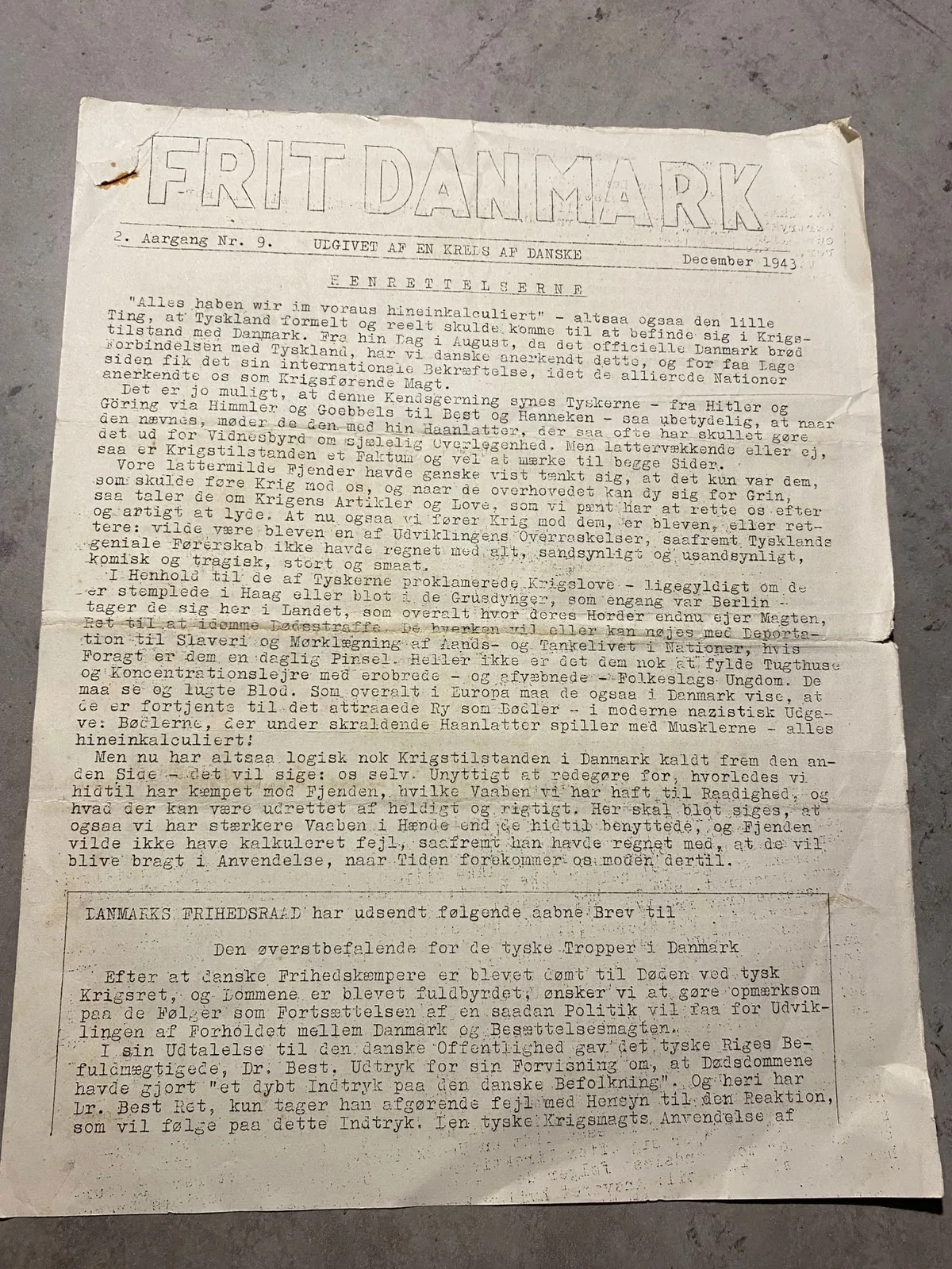 Originalt illegalt  blad - WWII