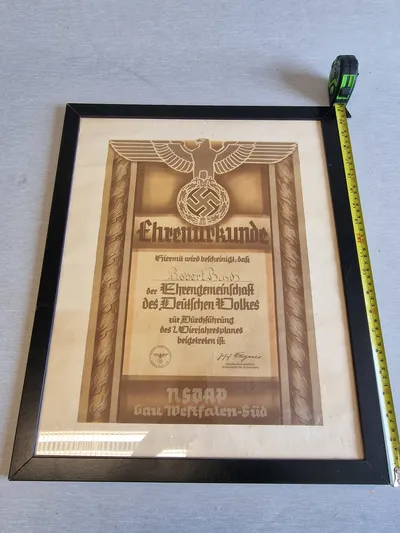 Originalt ww2 urkunde - SA