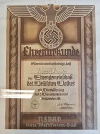 Originalt ww2 urkunde - SA