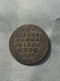 Original 4 skilling sølvmønt år 1807