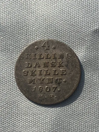 Original 4 skilling sølvmønt år 1807