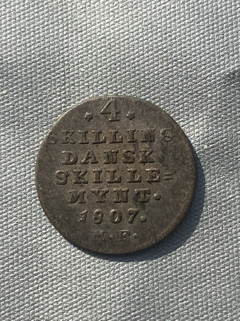 Original 4 skilling sølvmønt år 1807