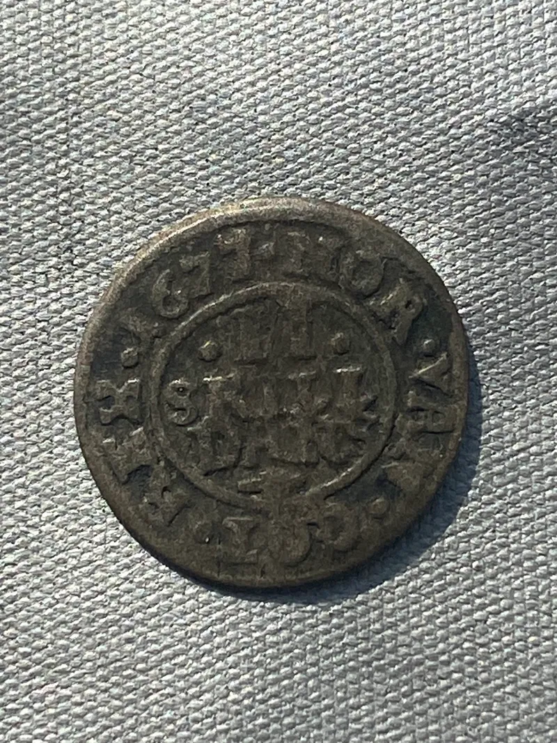 Original 2 skilling sølvmønt år 1677