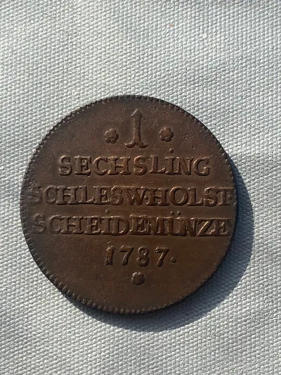 Original 1 sechsling år 1787 - skarpt og højt møntskær