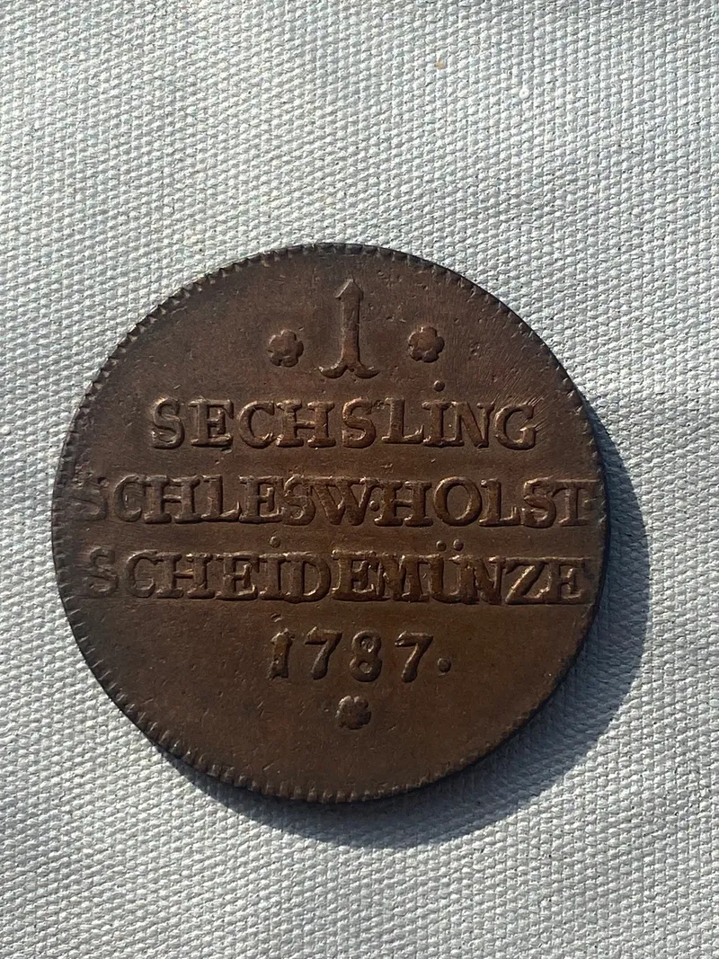 Original 1 sechsling år 1787 - skarpt og højt møntskær