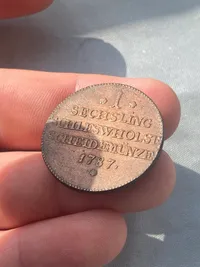 Original 1 sechsling år 1787 - skarpt og højt møntskær
