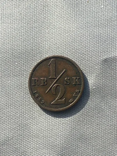 Original 1/2 rigsbanksskilling år 1852