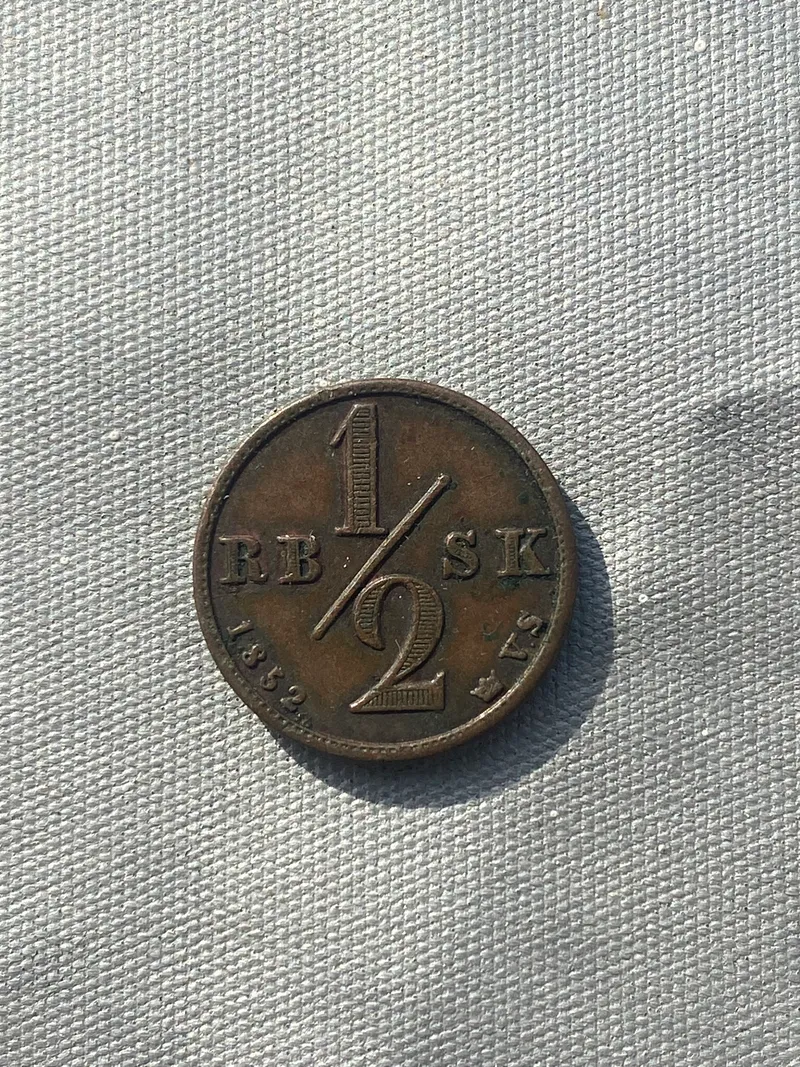 Original 1/2 rigsbanksskilling år 1852