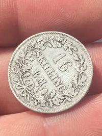 Original 16 skilling sølvmønt år 1856