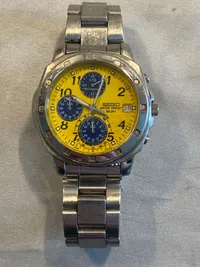 Originalt Seiko ur med lækker gul skive
