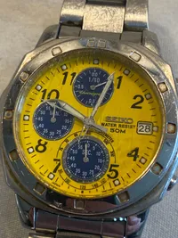 Originalt Seiko ur med lækker gul skive