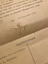 Originalt næringsbrev Næstved 1939