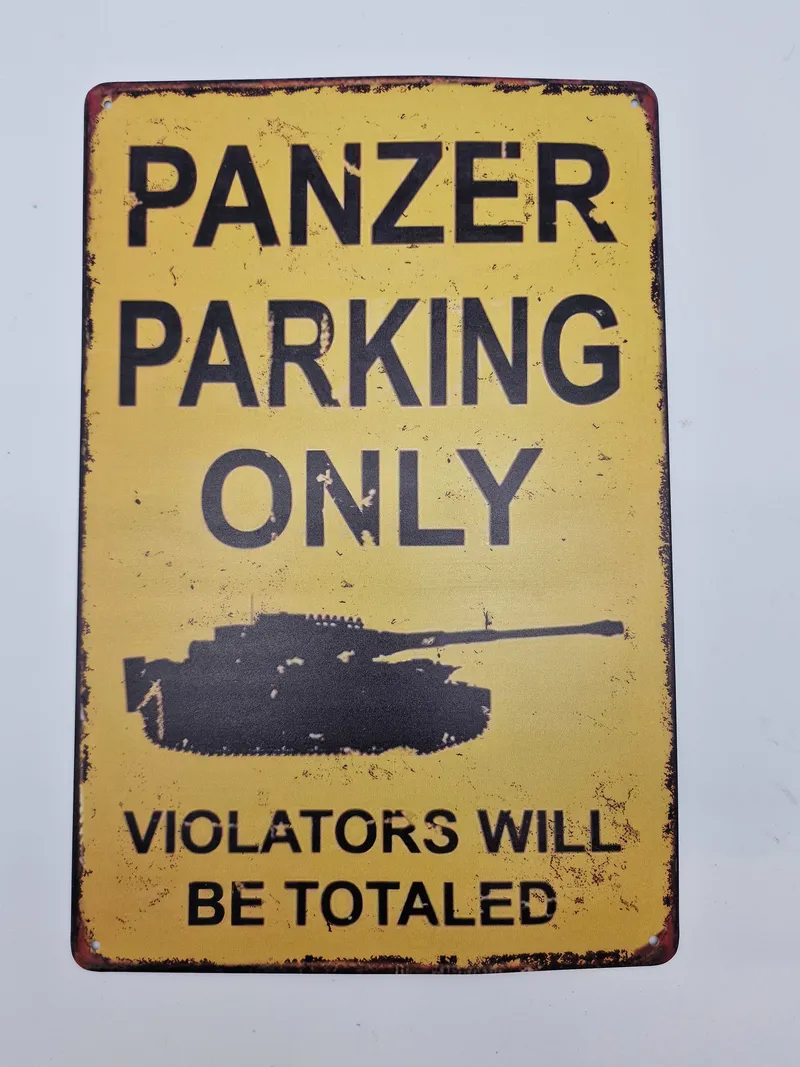 Skilt - panzer parking only - Postwar