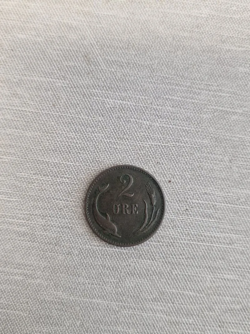 Original dansk 2 øre fra 1887