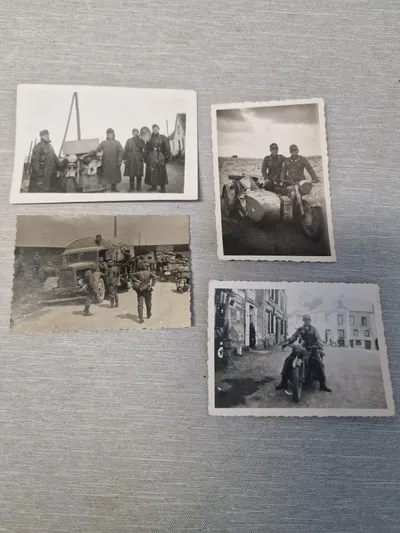 Originale tyske fotos af soldater med motorcykel