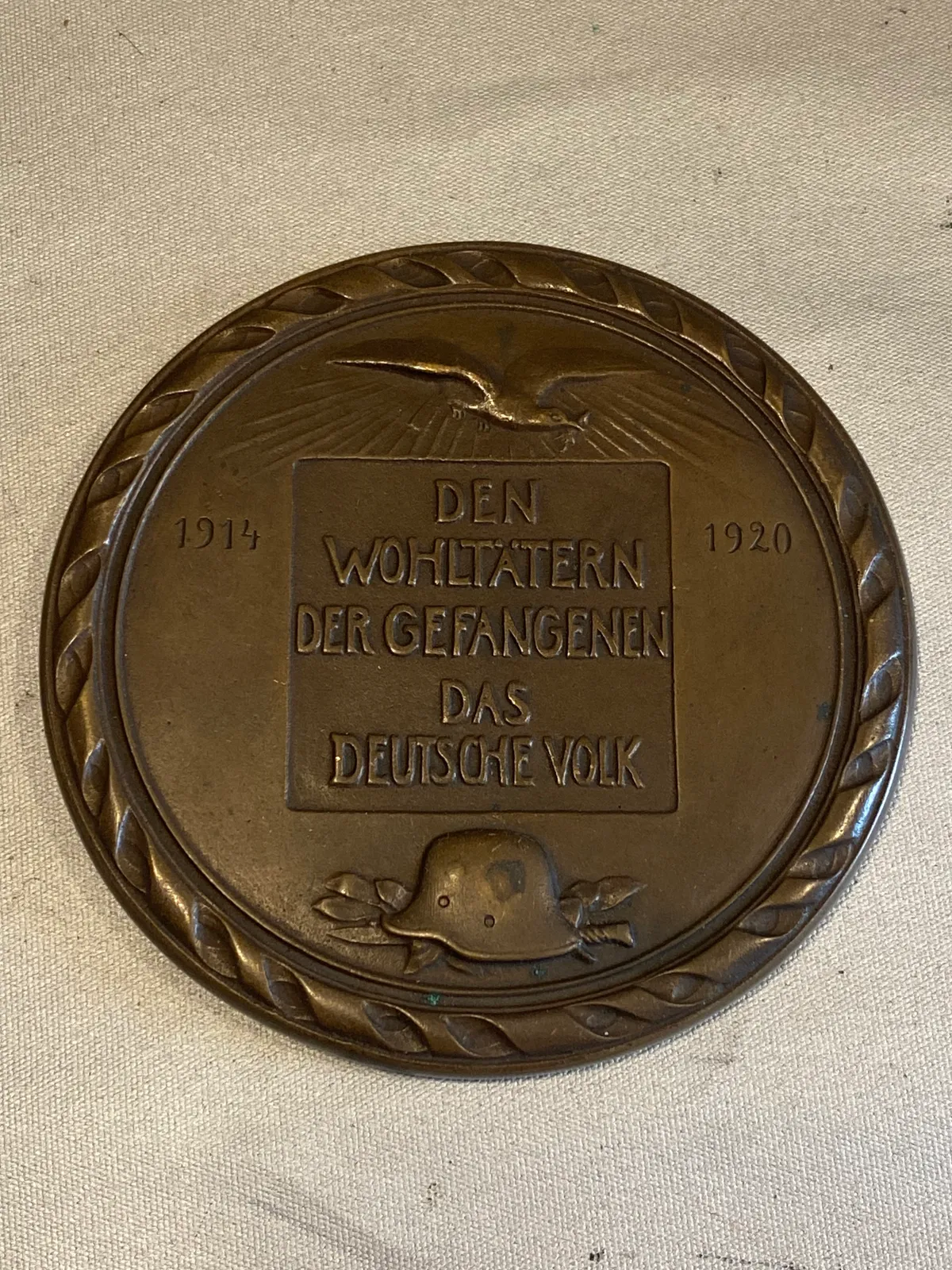 Sjælden stor tysk token fra ww1/1920 - stor tung bronze mønt