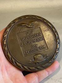 Sjælden stor tysk token fra ww1/1920 - stor tung bronze mønt