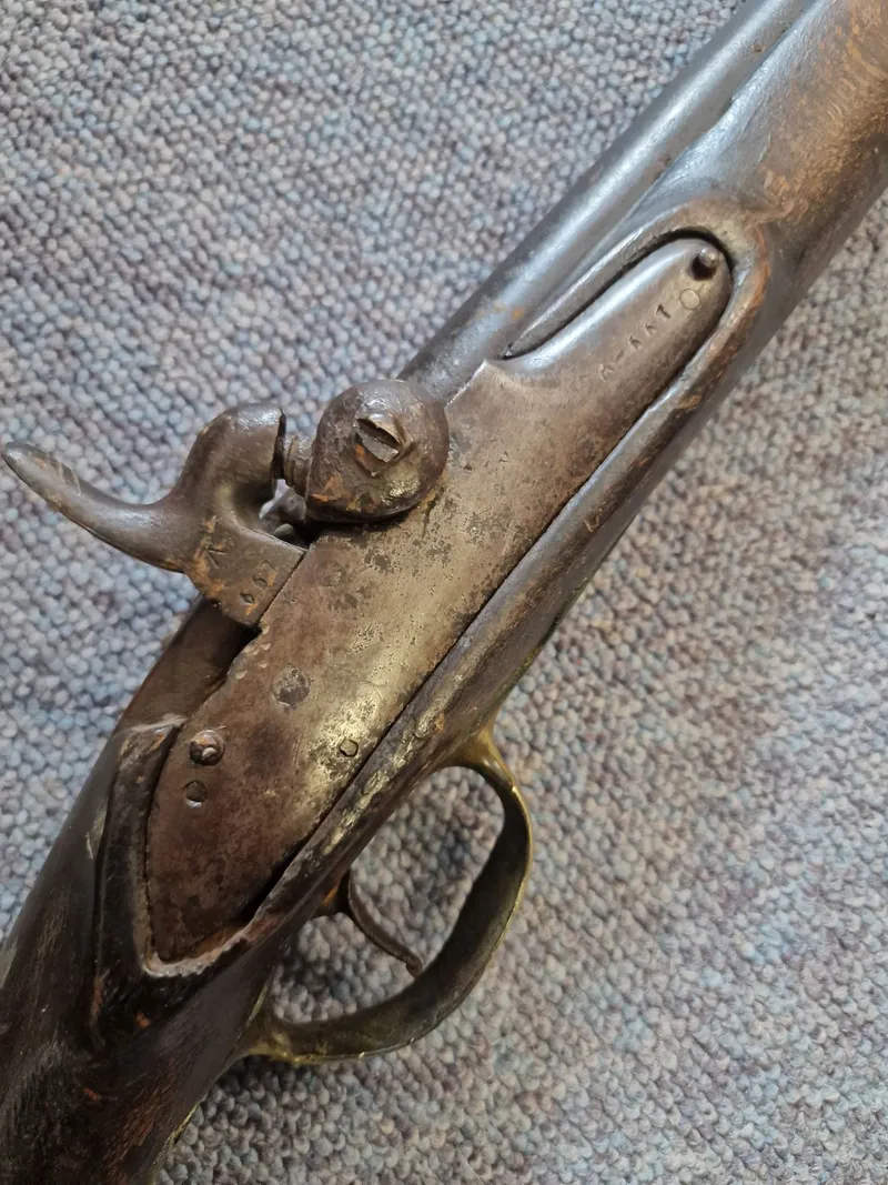 Original Dansk militær musket model 1807 med kyhls indvendige lås, senere brugt til jagt