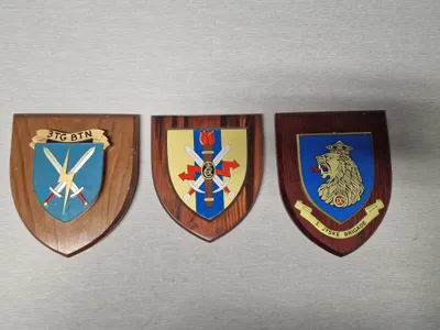 Samling diverse militære vægskjolde