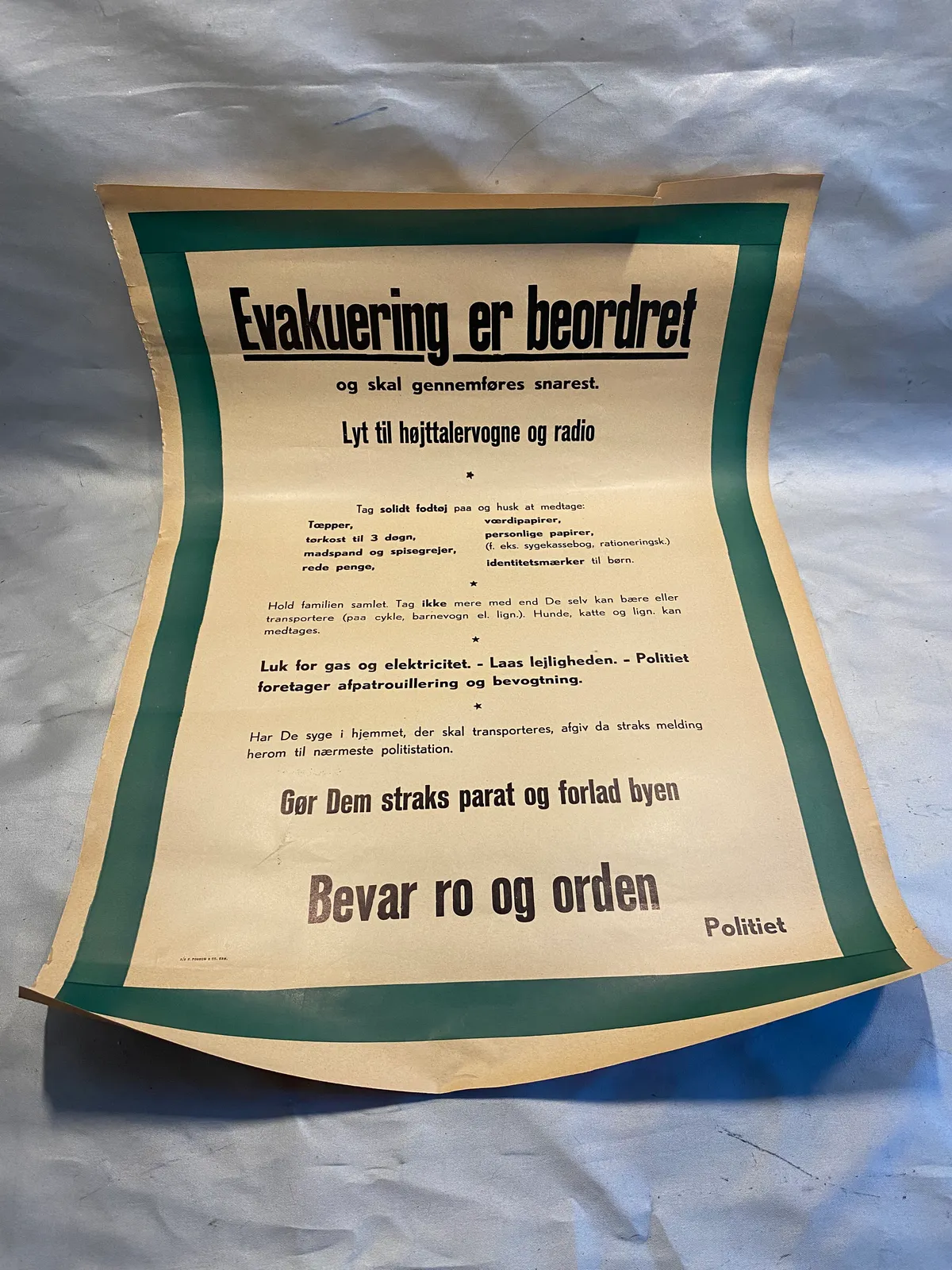 Original dansk evakueringsplakat